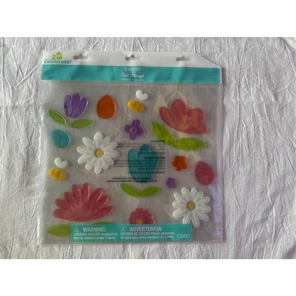 New Large Flower Spring Summer Easter Window Gel Cling Stickers Daisy Lotus Bees